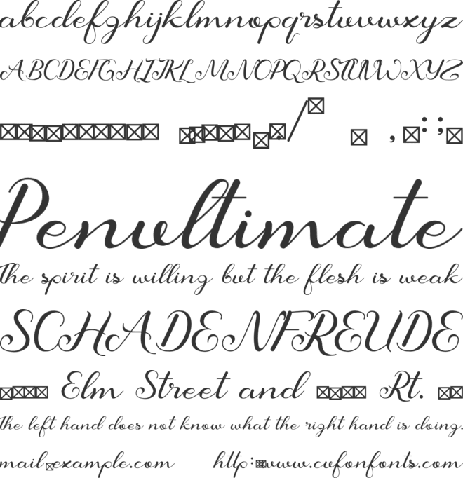 Belvania font preview