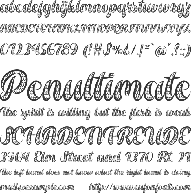 Dragon Wings font preview