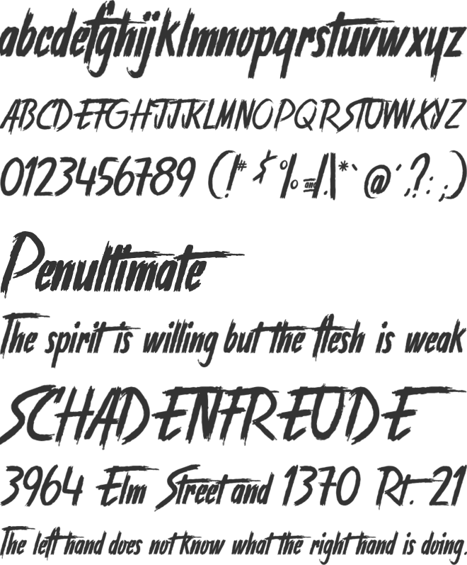 Stranger back in the Night font preview