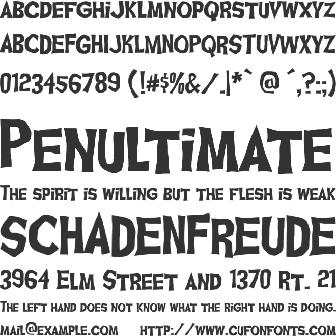 Ghoulish Fright AOE font preview