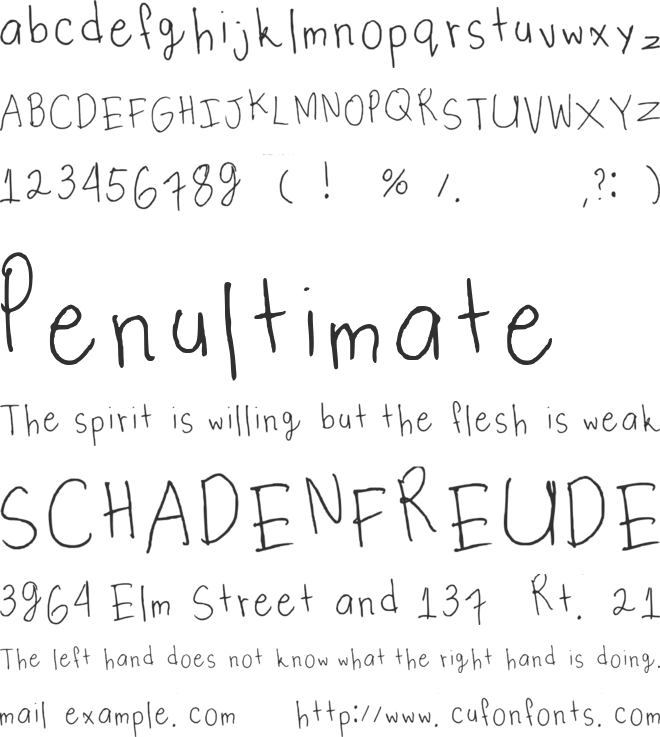 My Ugly Handwriting font preview