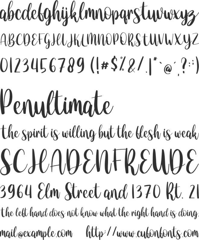The Valentine font preview