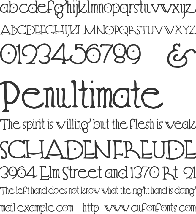 Hendershot font preview
