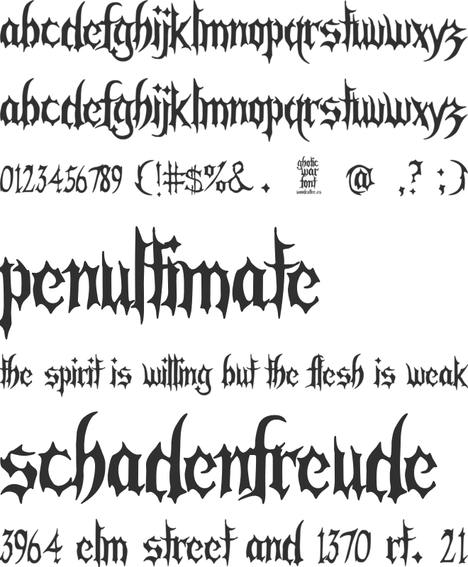 Gothic War font preview