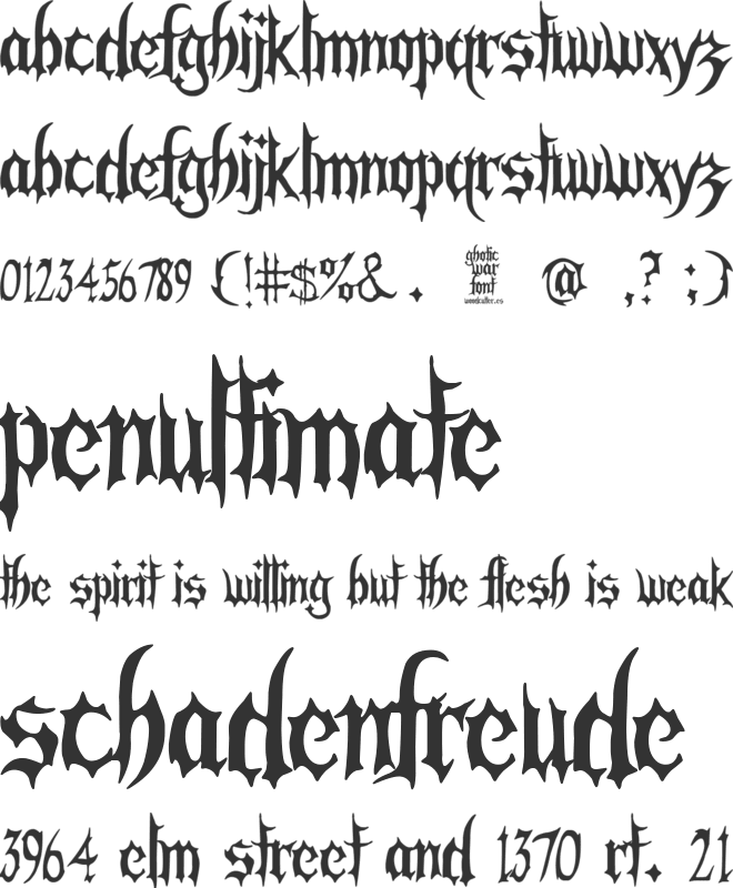 Gothic War font preview