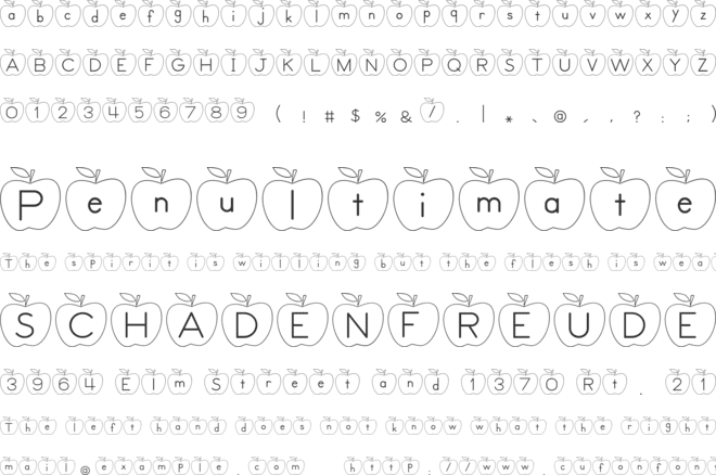 VRYNAppleAlphabet font preview