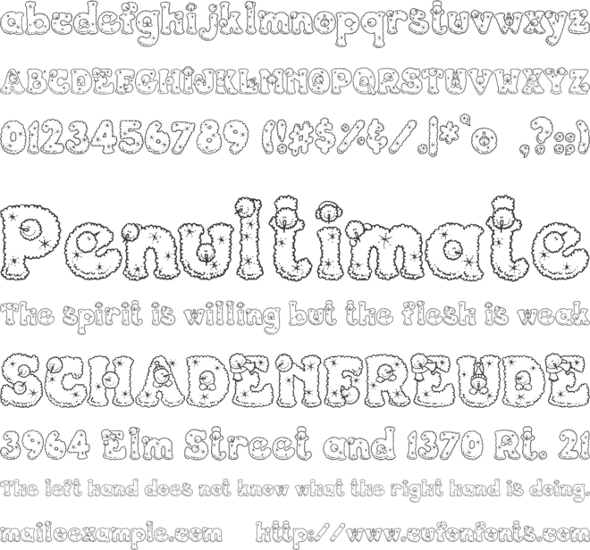 PC Snowballs font preview