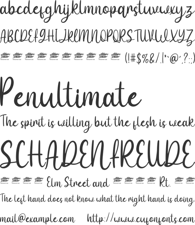 Anaira - Personal Use font preview