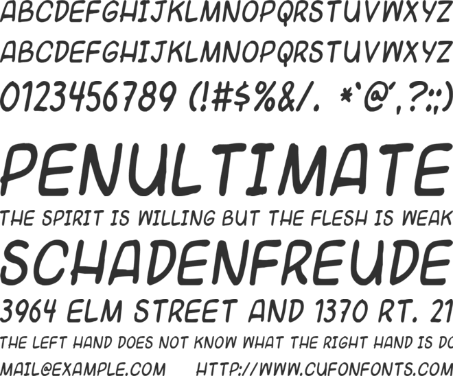 Universal fruitcake font preview
