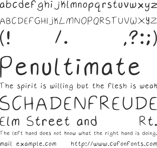 Quackitys Handwriting font preview