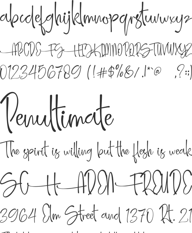 Amellia Ink font preview