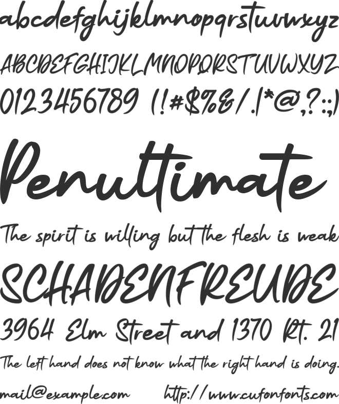 Common Rejection font preview