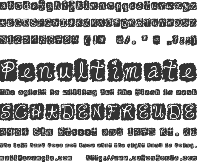 Cute Cursive Blackout font preview
