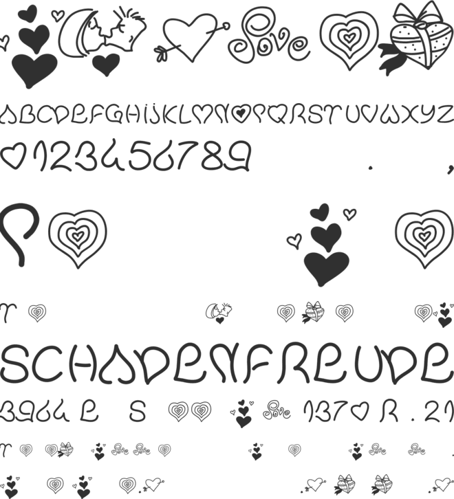 PWValentineLove font preview