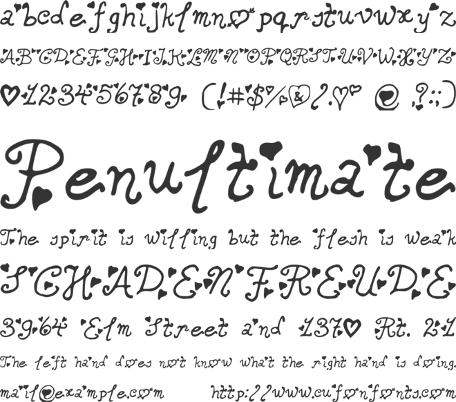 SecretLoveLetters font preview