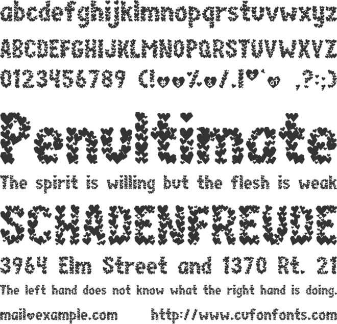 Paper Hearts font preview