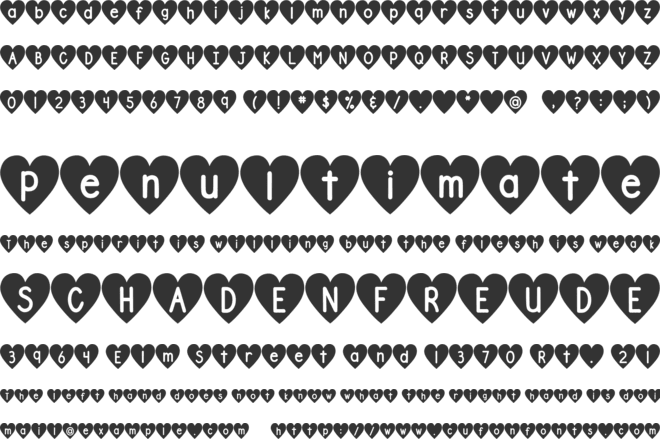 DJB Shape Up Hearts font preview