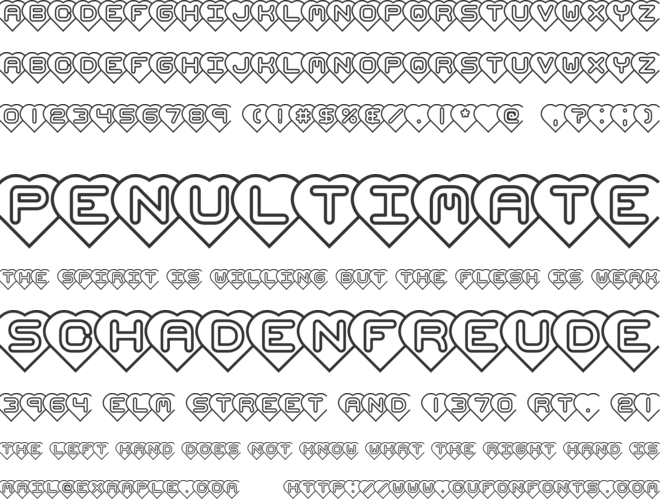 Hearts (BRK) font preview