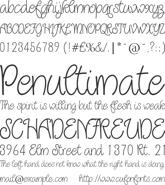 Quirlycues font preview