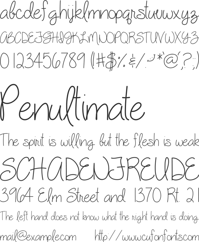 My Silly Willy Girl font preview
