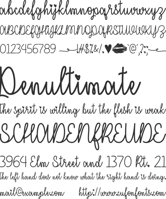 I Miss Your Kiss font preview