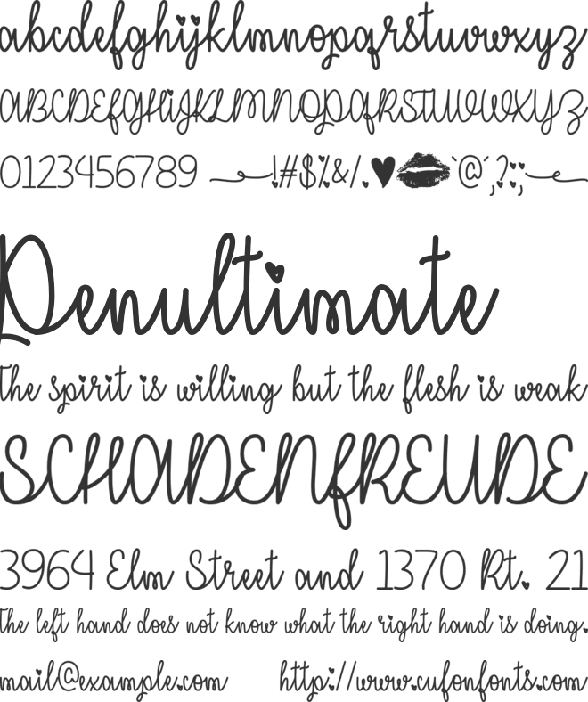 I Miss Your Kiss font preview