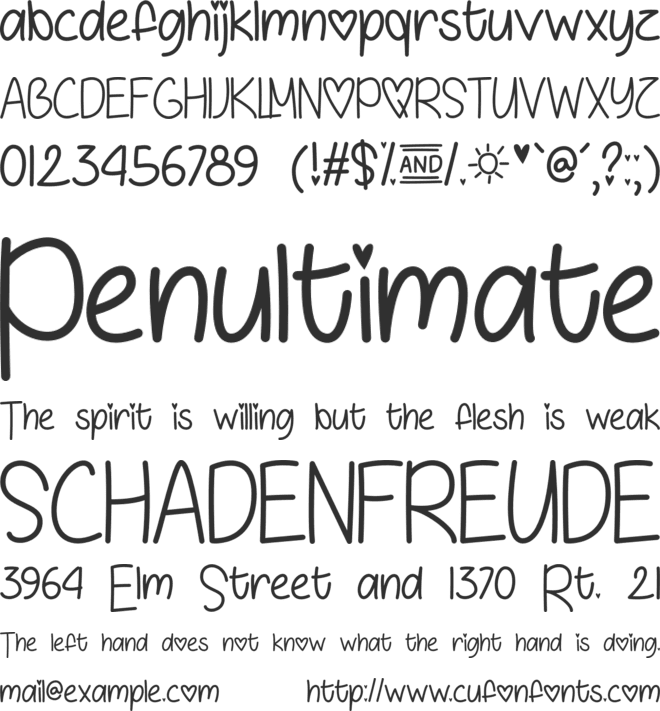 Love and Sunshine font preview