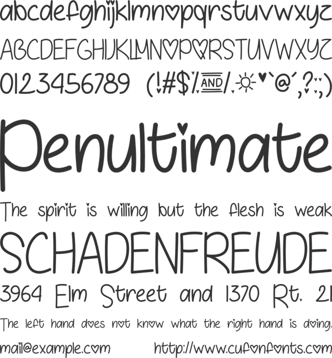 Love and Sunshine font preview