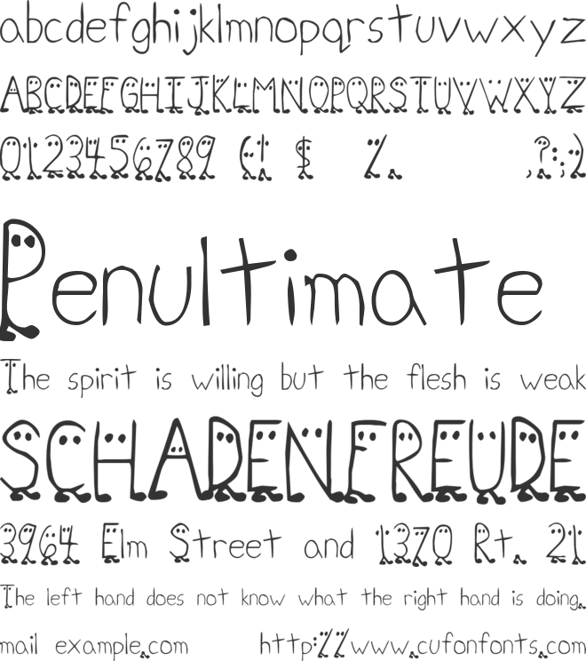 Zhang QA font preview