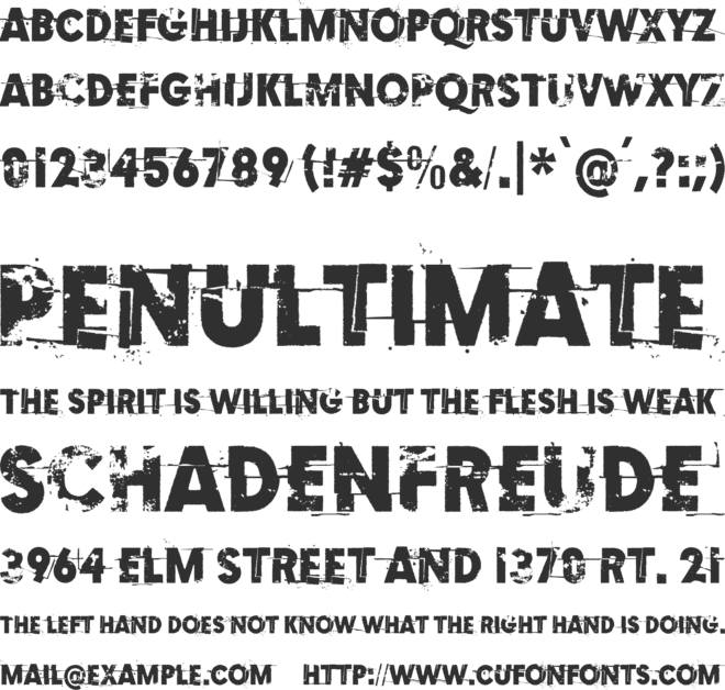Examples of erosion font preview