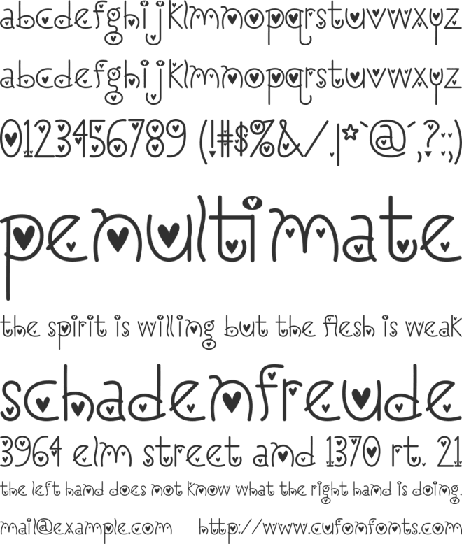 I Love You Monkey (Hearted) font preview