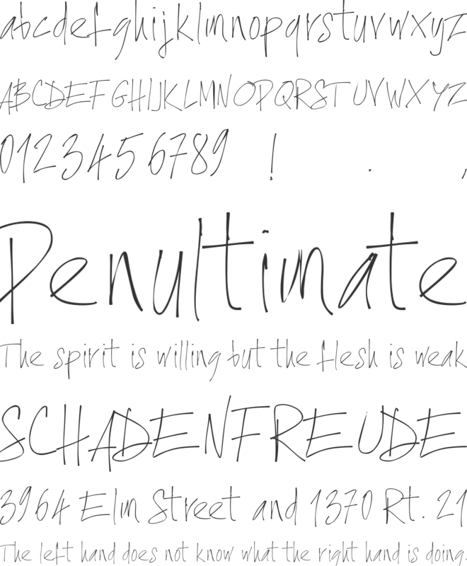 PWXtraThin font preview