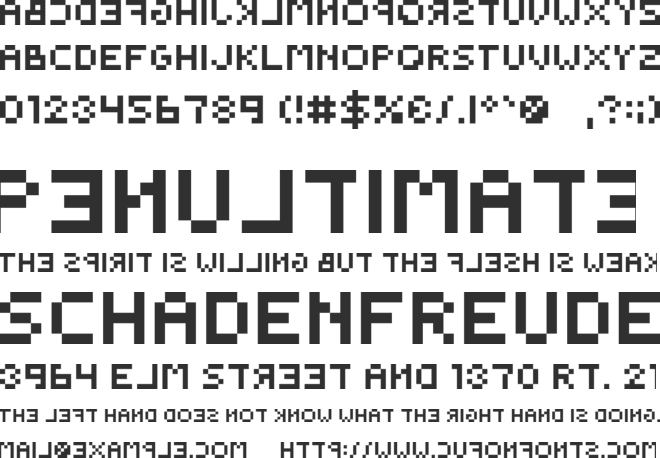 Backwards Pixelized font preview