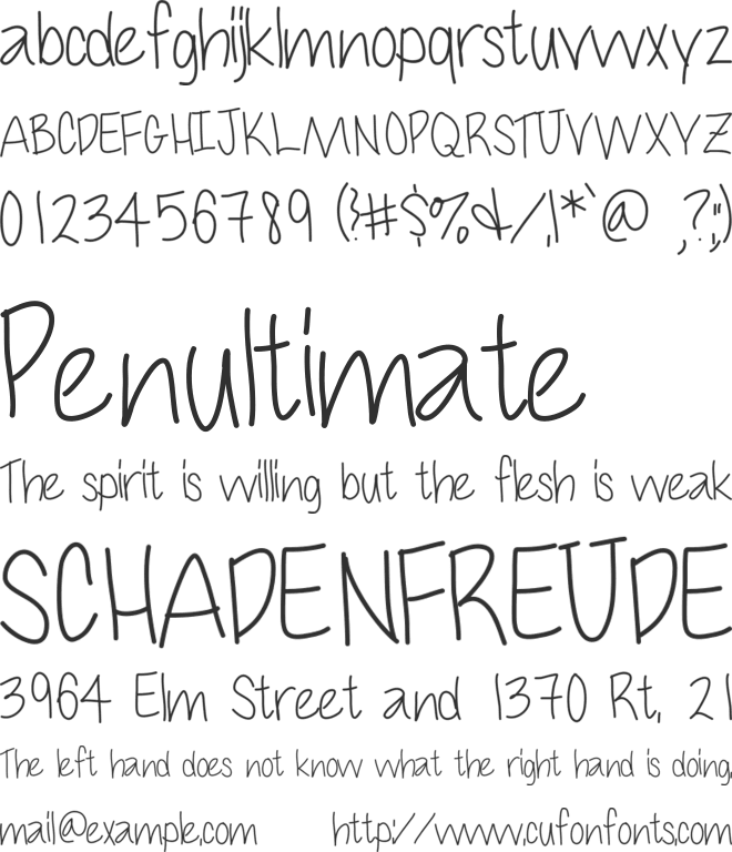 Cuteness font preview