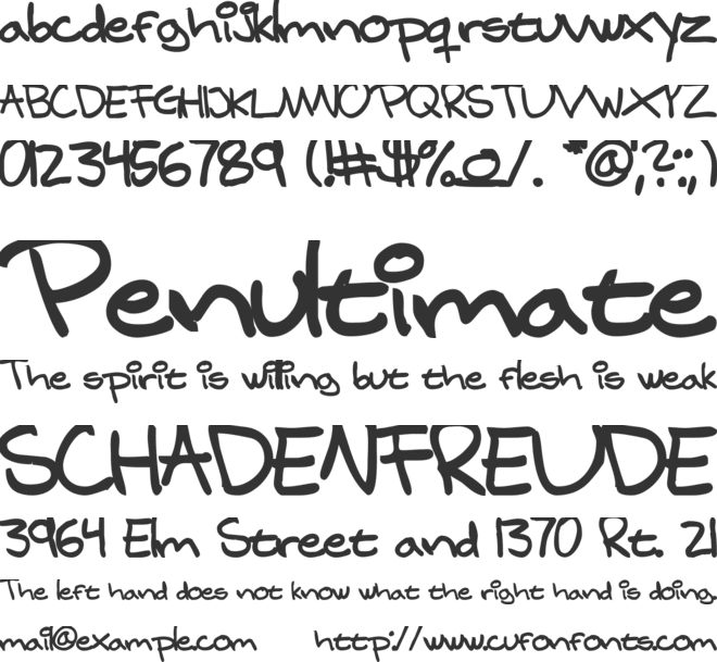 Samuels hand font preview