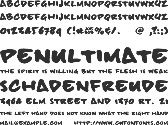 billieBoldHand font preview