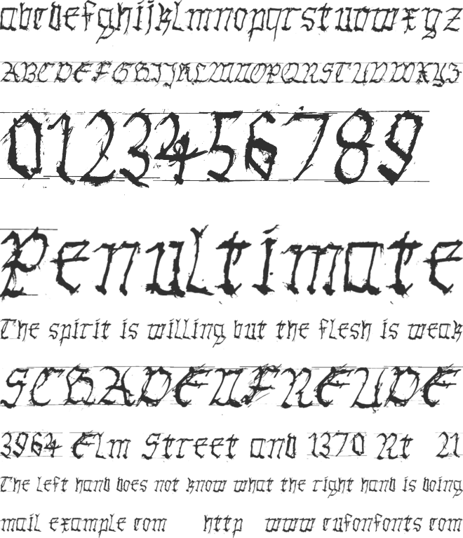 GothicHandDirty font preview
