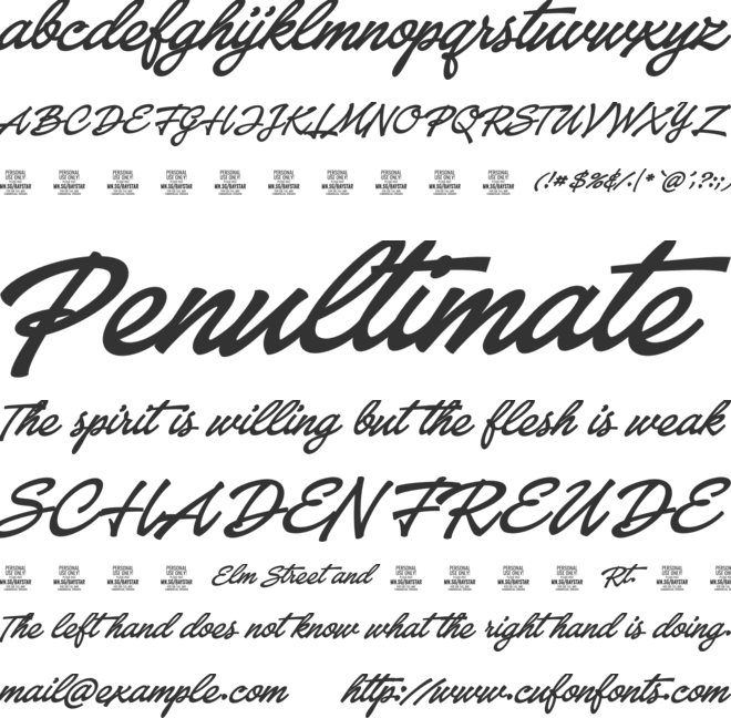 Baystar Script PERSONAL USE ONLY font preview