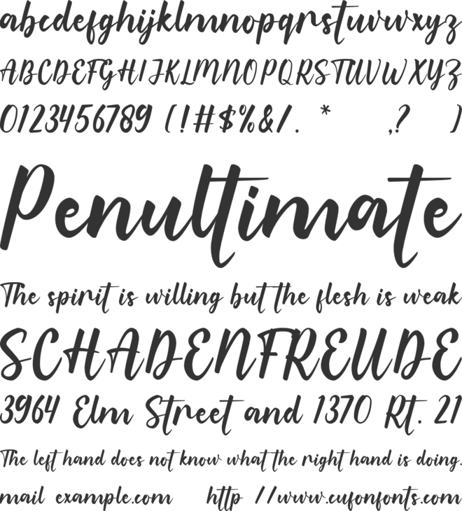 Romantic font preview