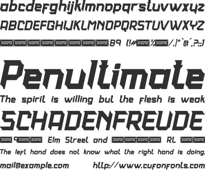 THUNDERBOSS - Personal Use font preview