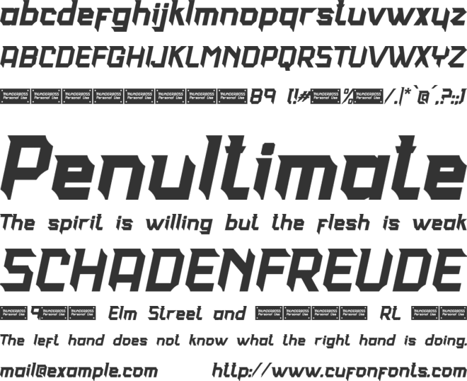 THUNDERBOSS - Personal Use font preview