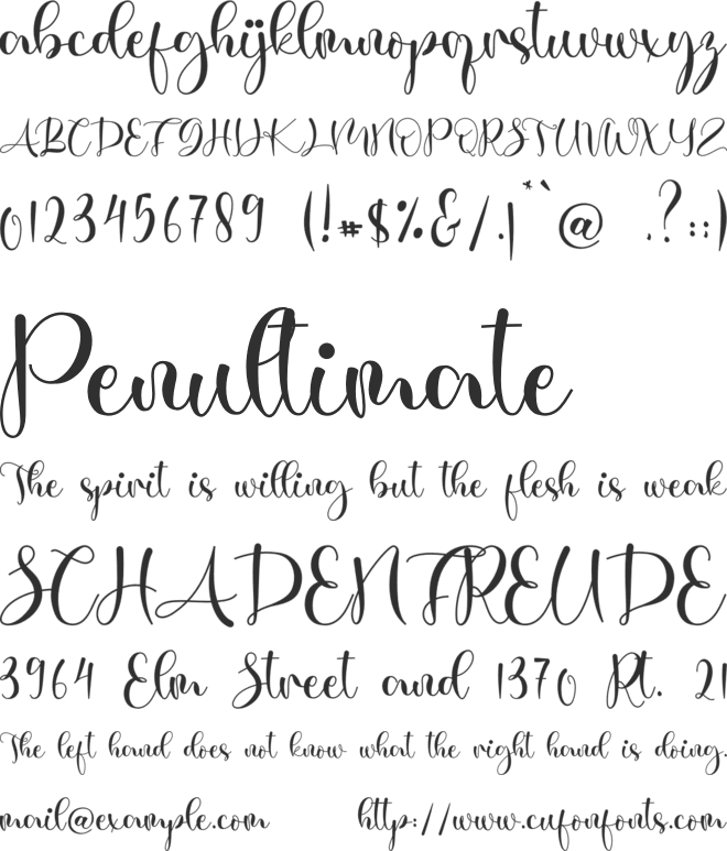Mindyneelo font preview