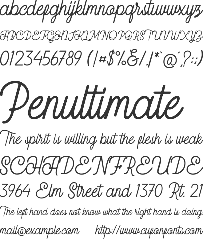 Handley FREE PERSONAL font preview