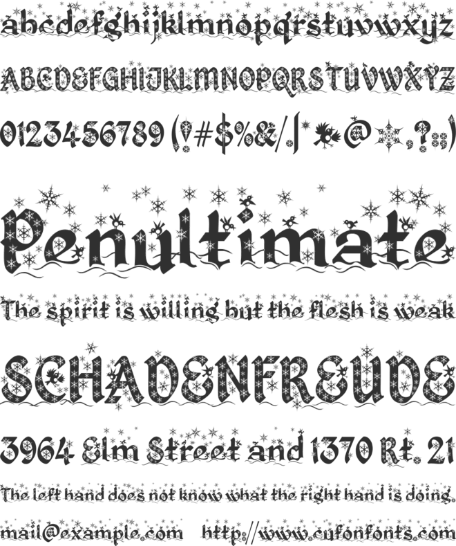 Kingthings Christmas 2 font preview