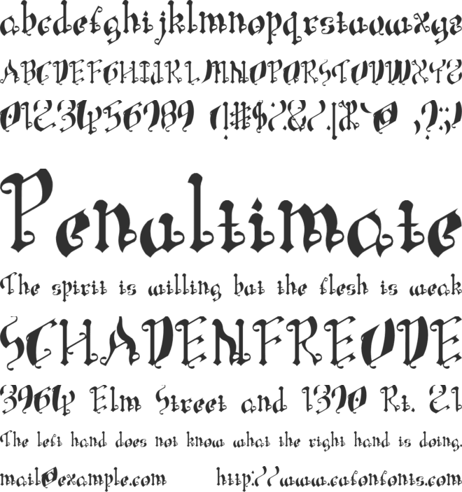 LeaningSimpleGothicFont font preview