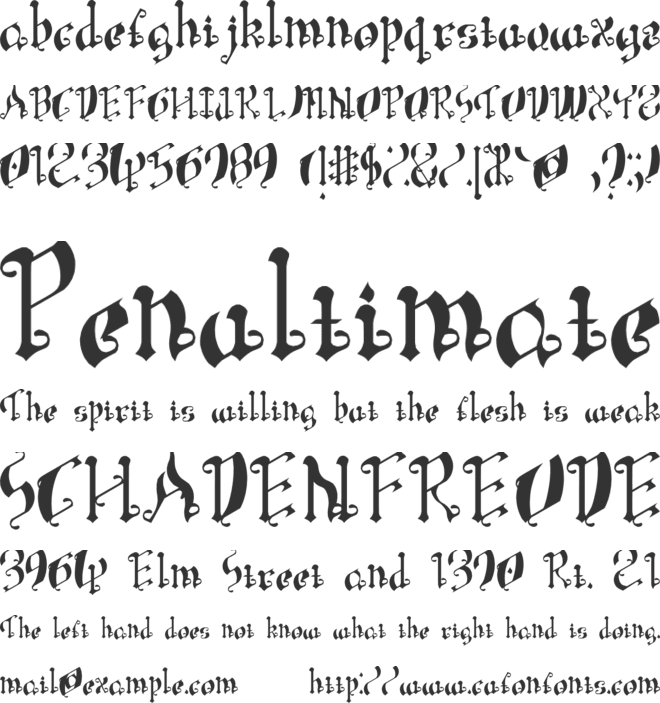 LeaningSimpleGothicFont font preview