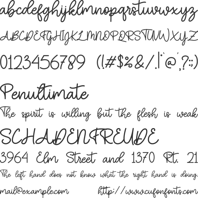 Velvet Vanilla font preview