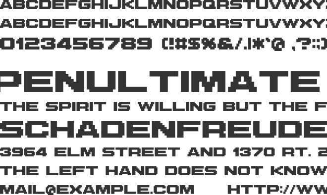 M42 Flight 721 font preview