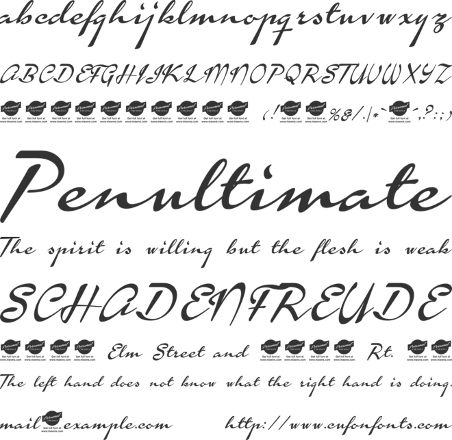 Calendary Hands PERSONAL USE DE font preview