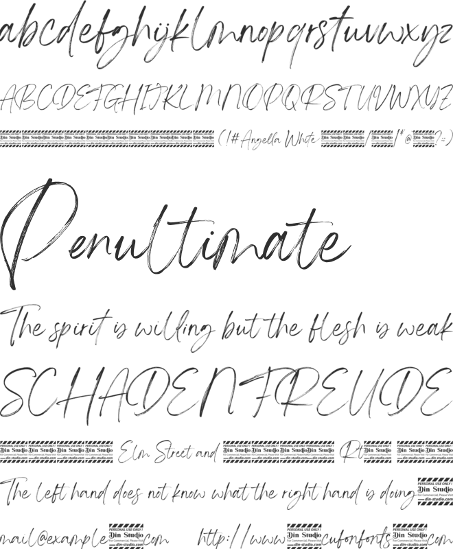 Angella White Personal use font font preview